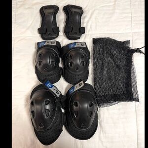 WSD Knee Elbow Wrist Pads Set With Bag Size M/L Skateboard Bike Roller Derby EUC